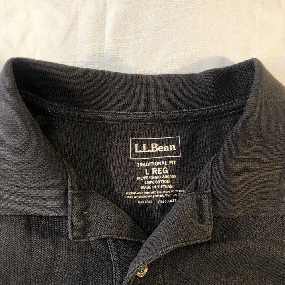 L.L. Bean Traditional Fit Short Sleeve Polo Shirt Men's Size Large Black - Picture 3 of 10